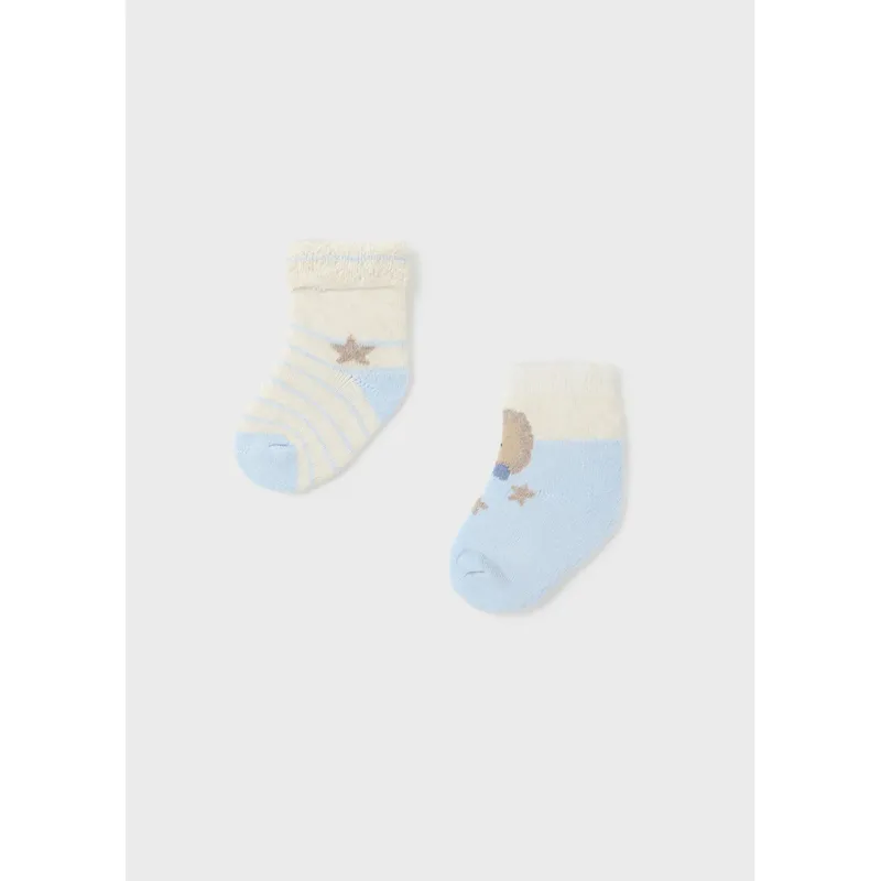 2PACK SOCK SET SKY BLUE OR BEIGE WITH STRIPES / 9653-010