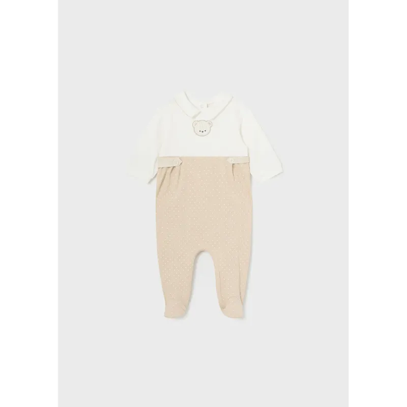 ROMPER CREAM BODICE BEIGE DOTTED BOTTOM / 1725-012