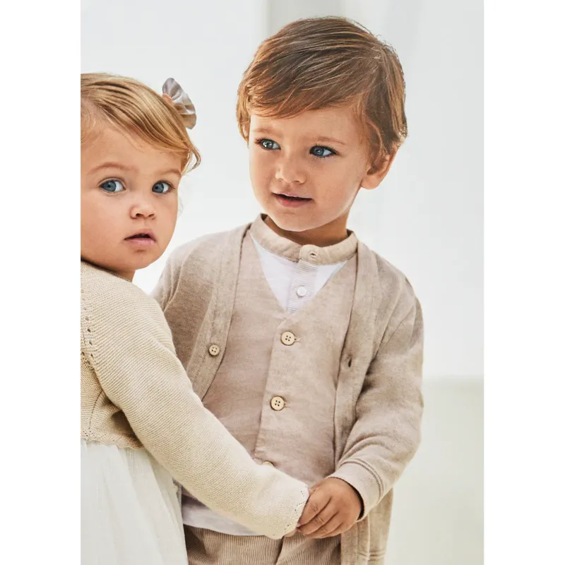 LINEN VEST TAN & STRIPE DRESSY / 1387-46