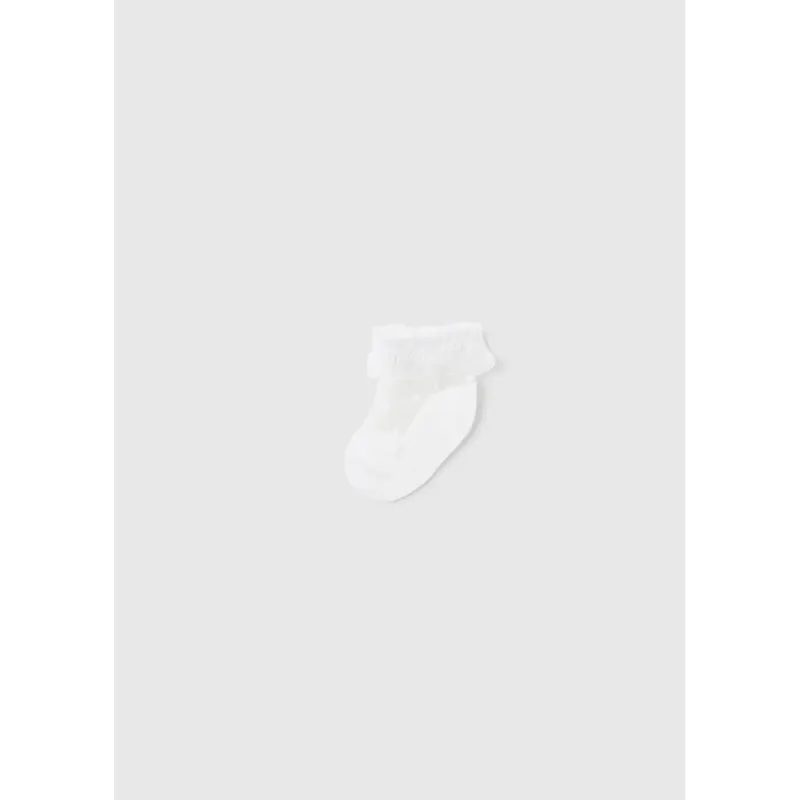 PLUMETI SOCKS WHITE FRILL & DOT TRIM / 9712-090