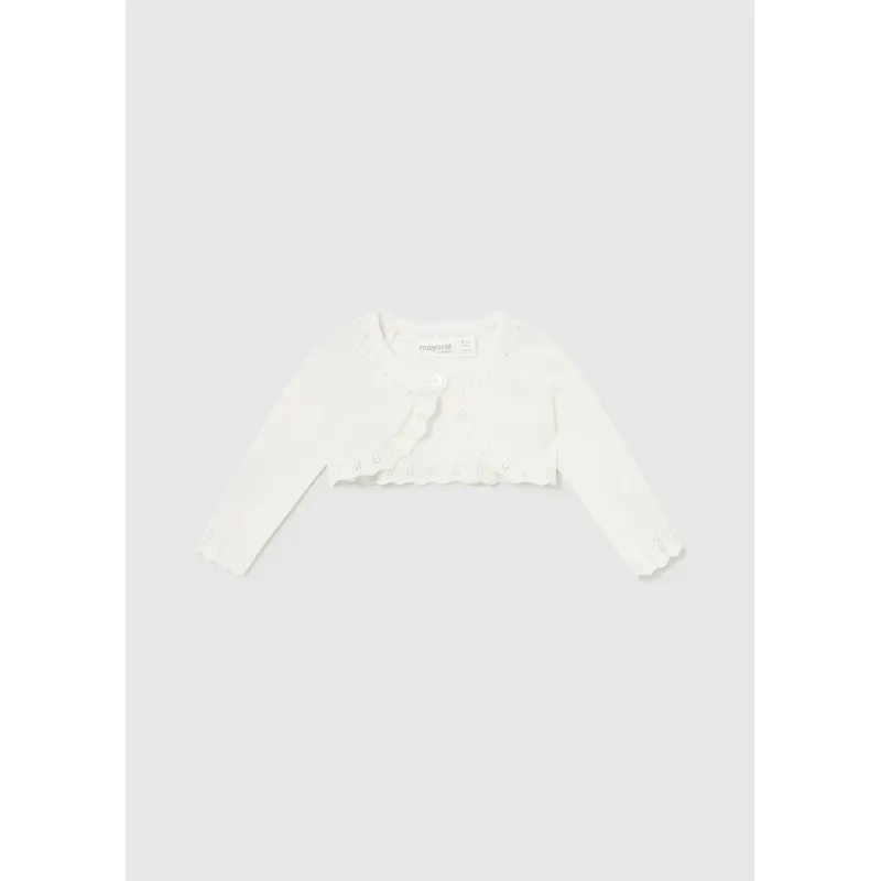 KNIT BOLERO CARDIGAN CREAM BASIC CROCHET TRIM / 318-085