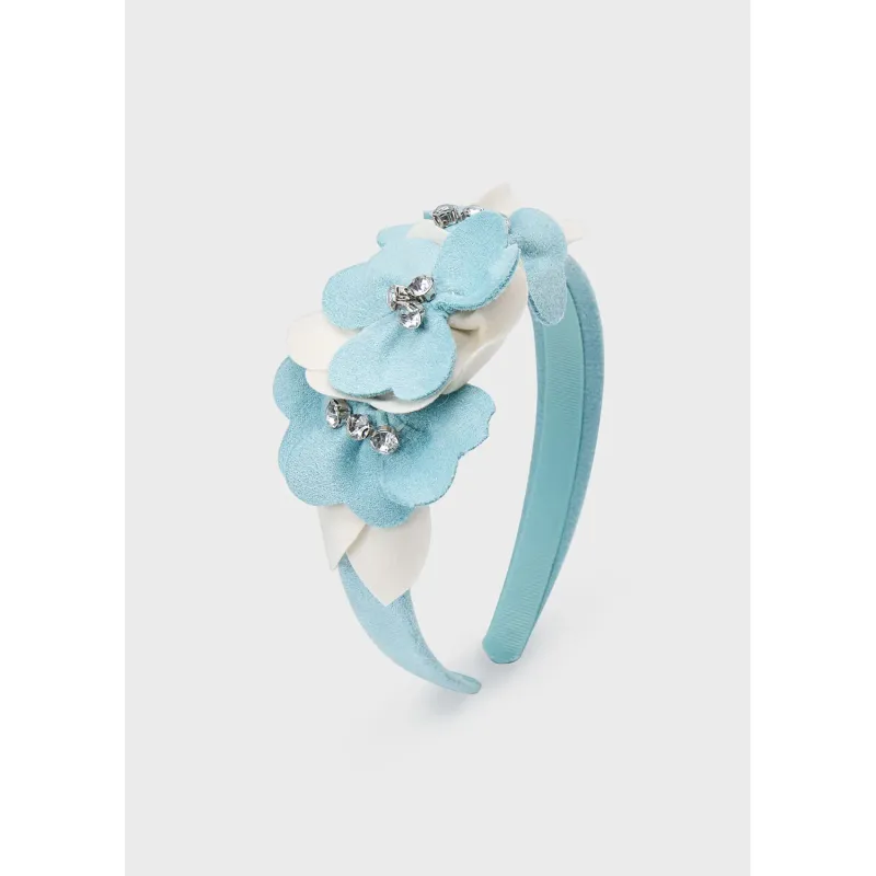 GREEN HEADBAND FLOWER & RHINESTONE APPLIQUE / 10837-011