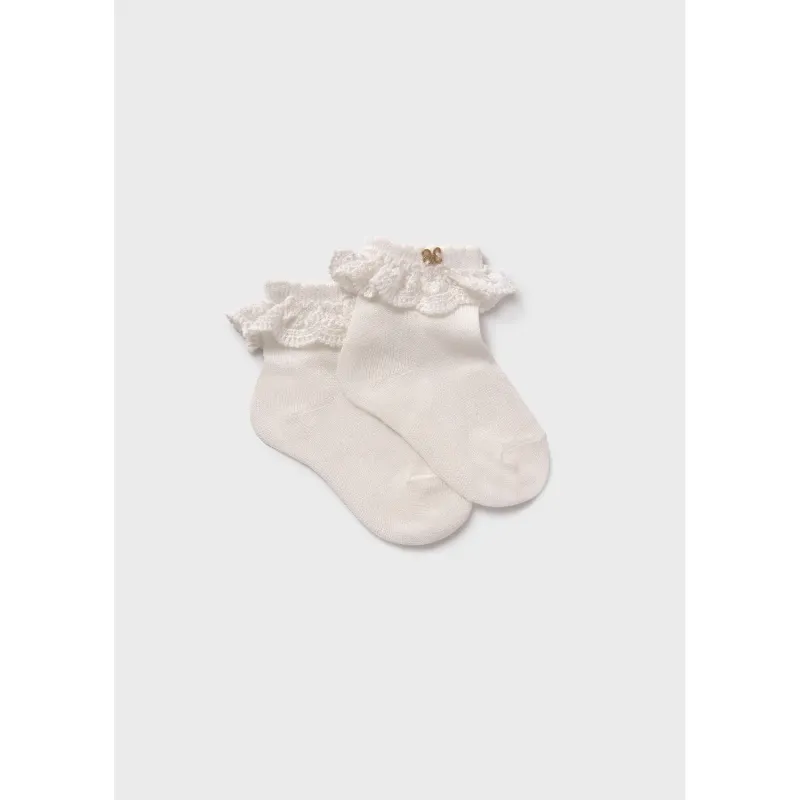 SOCKS CREAM CROCHET TRIM / 5405-087
