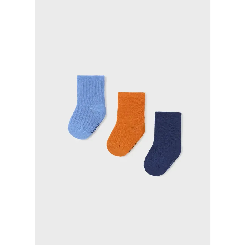 3PC.SOCK SET NAVY BLUE & ORANGE / 10522-083