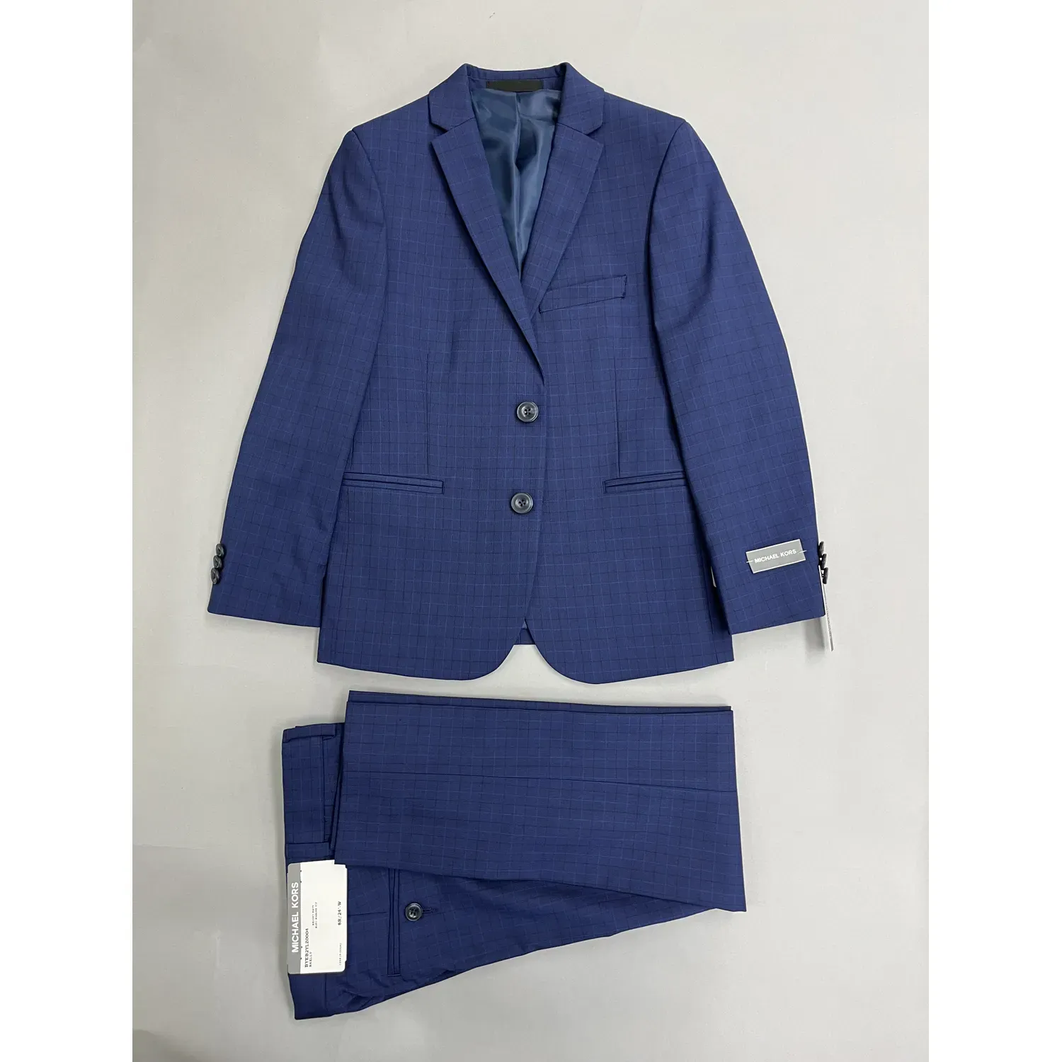 2PC SUIT BRIGHT NAVY CHECK PRINT / BYEB2YLZ0004