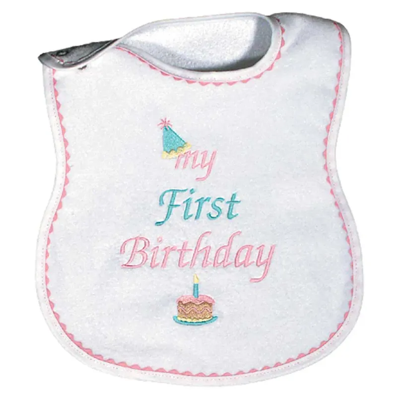 BIB MAY FIRST BIRTHDAY PASTEL PINK WHITE TERRY CAKE / 6003