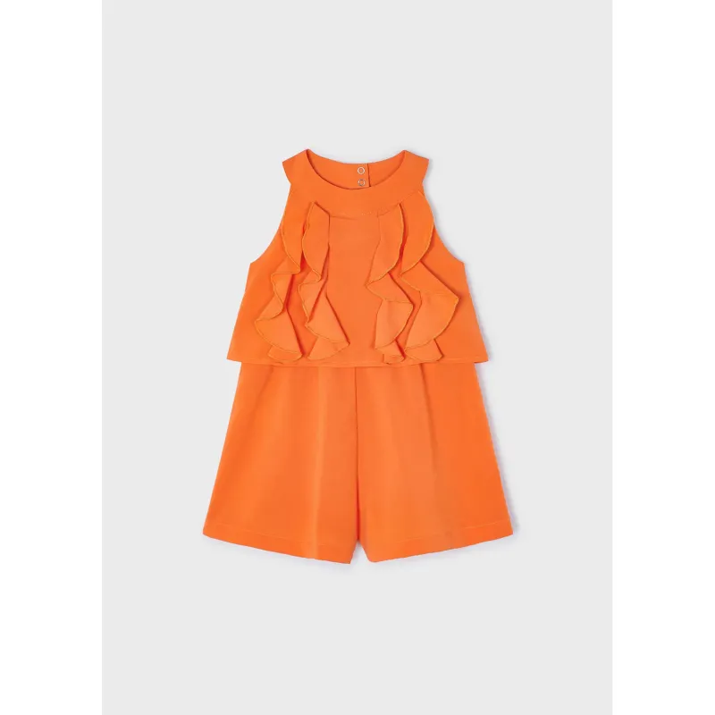 SHORT JUMPSUIT ORANGE FLOUNCE BODICE TRIM / 3856-055