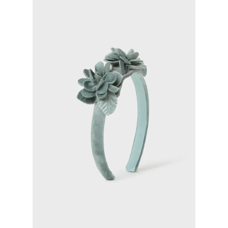 JADE GREEN HEADBAND VELVET FLOWER TRIM / 10.778-025
