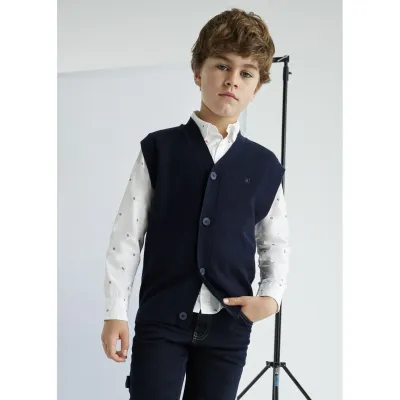 NAVY KNIT VEST 4 BUTTON CLOSURE / 7395-014