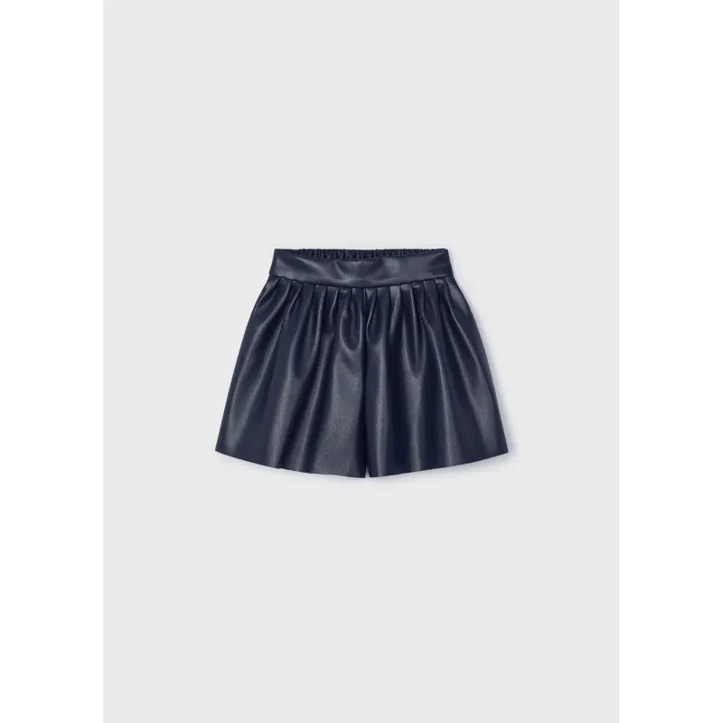 NAVY LEATHERED SKIRT-SKORT / 4907-077