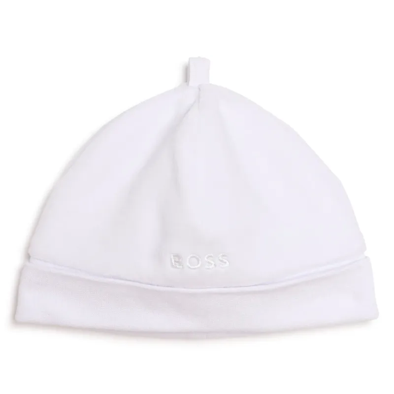 VELOUR HAT WHITE BOSS LOGO PULLON / J911510P