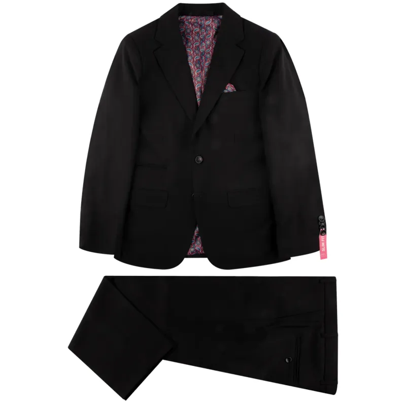SUIT BLACK HUSKY SLIM FIT WOOL BLEND / ST2007