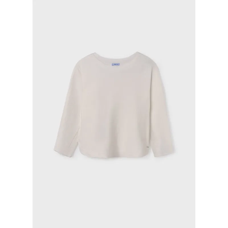 KNIT SWEATER CREAM LONG SLEEVE BOAT NECKLINE / 6337-077