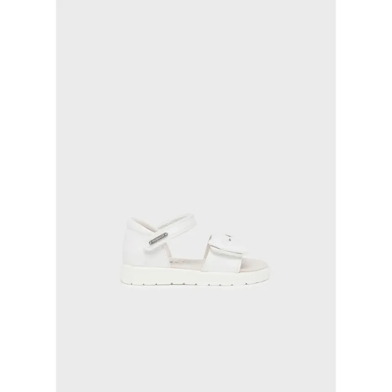 SANDAL WHITE METALIC BOW & VELCRO TRIM / 41452-018