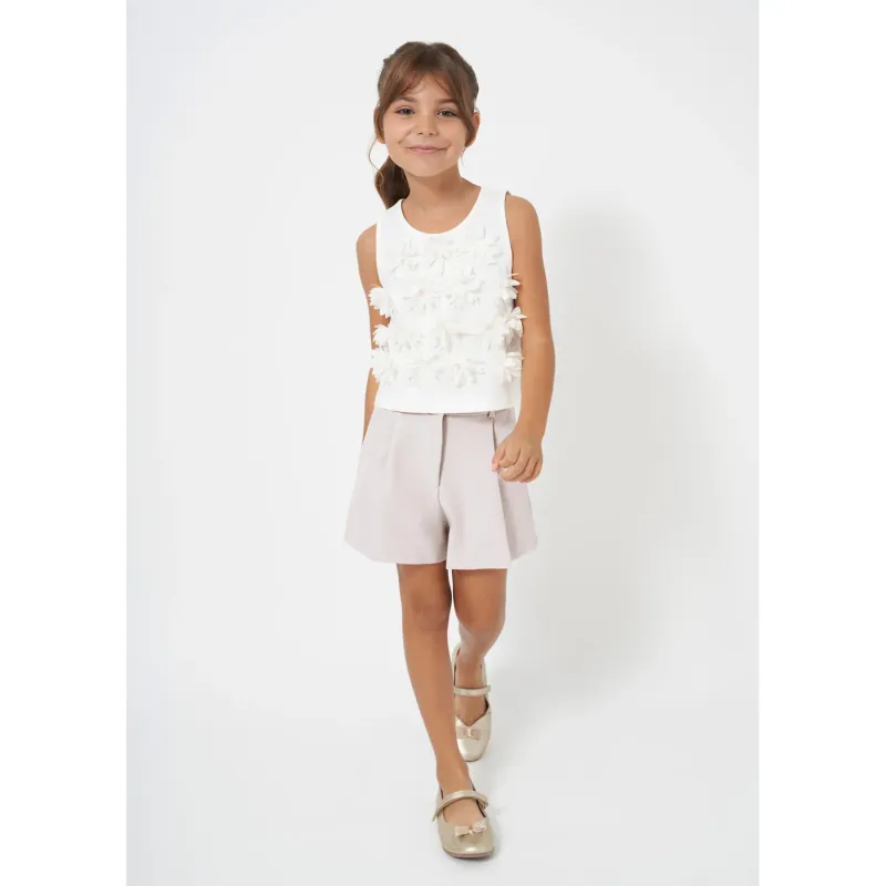 CREPE SHORT BEIGE POCKETS & PLEAT / 6266-040