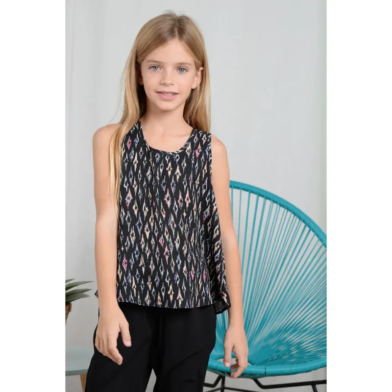 TOP BLACK BATIK PRINT SLEEVELESS / R1574