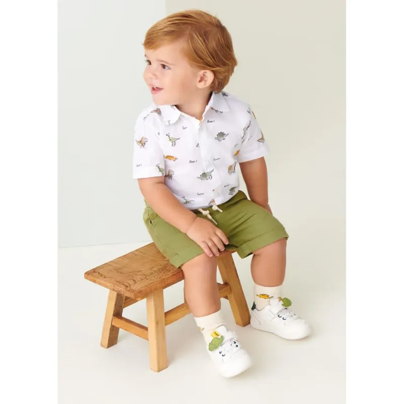 SHORTS GREEN LINEN RELAX FIT / 1288-091