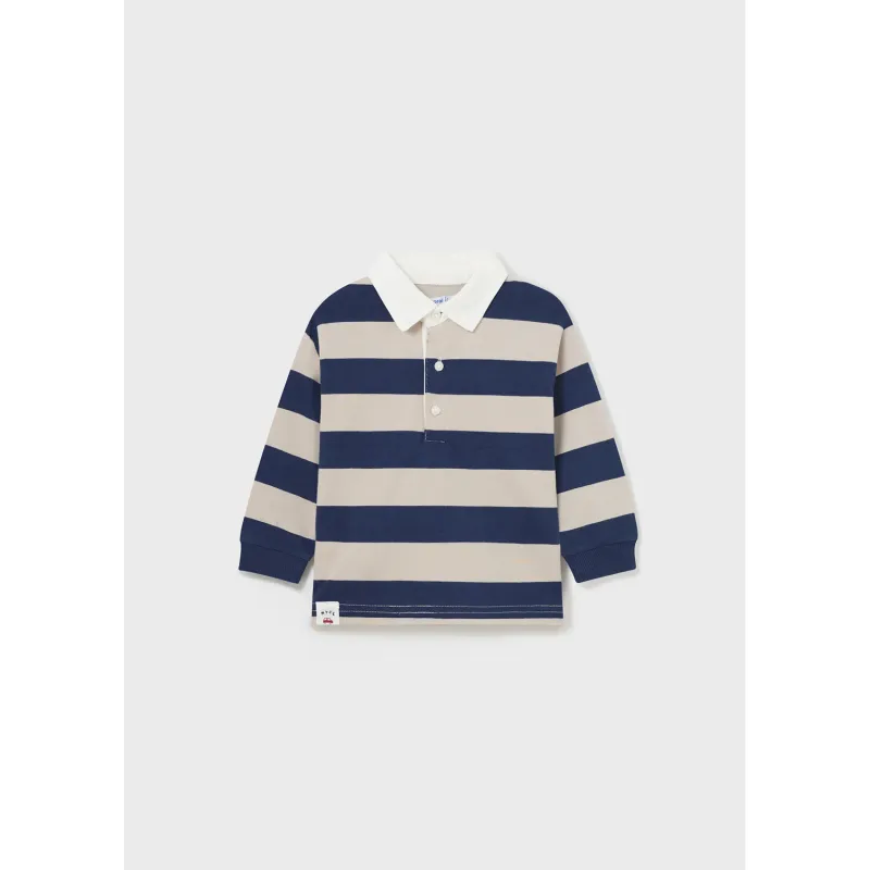 POLO TOP BLUE & SAND STRIPE WHIE COLLAR / 2171-039