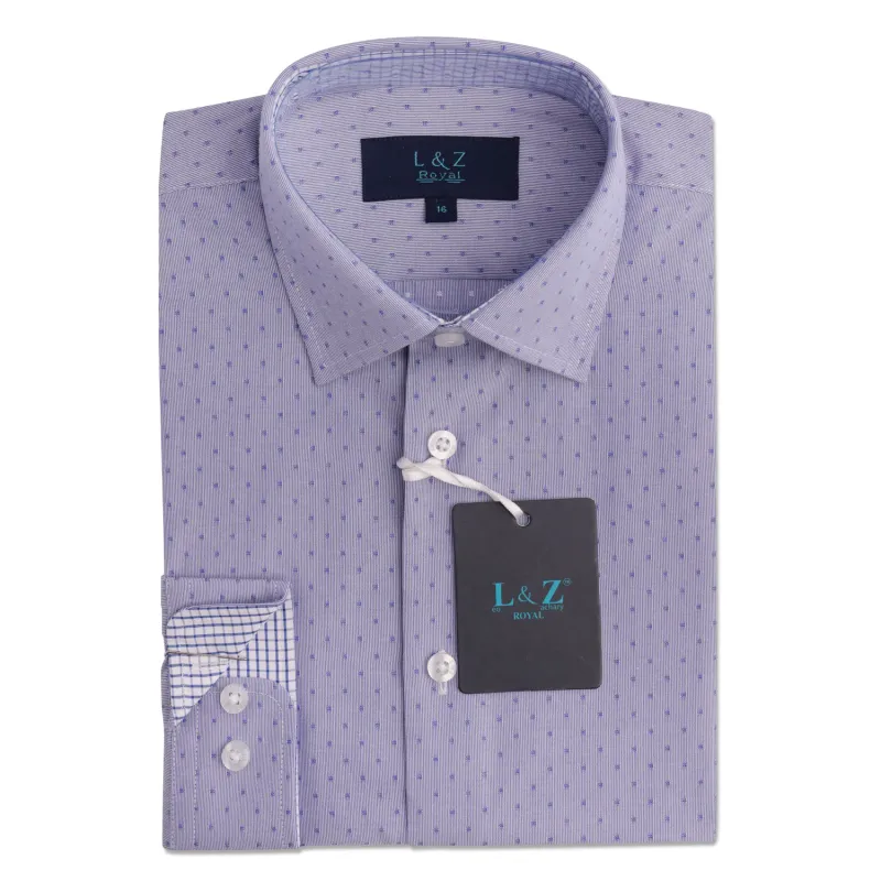 SHIRT BLUE BOX PRINT WHITE CHECK PRINT CUFF & NECKLINE / 5976