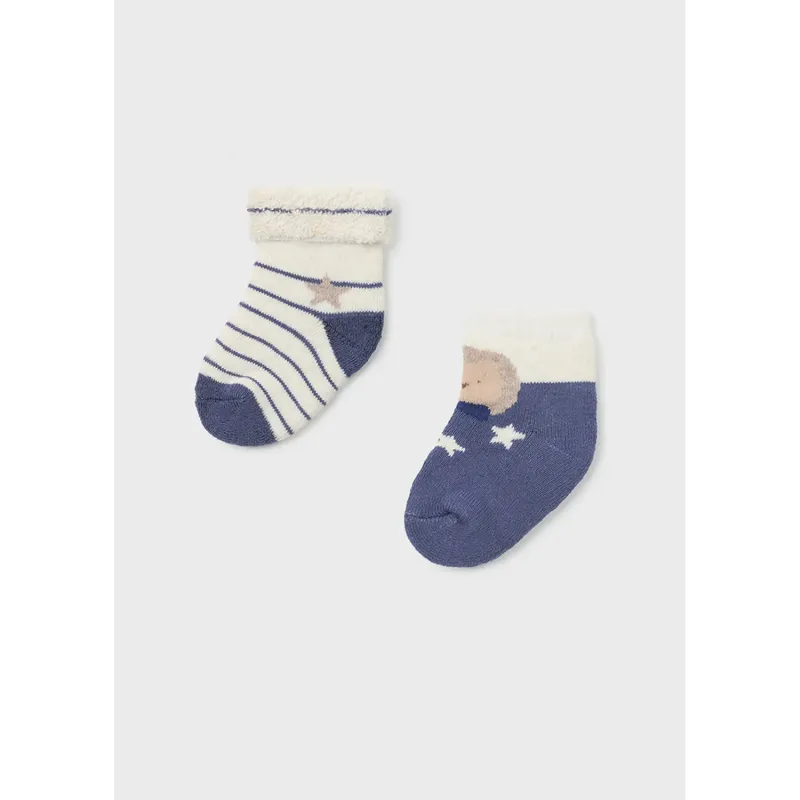 2PACK SOCK SET WINTER BLUE OR BEIGE BLUE STRIPES / 9653-013