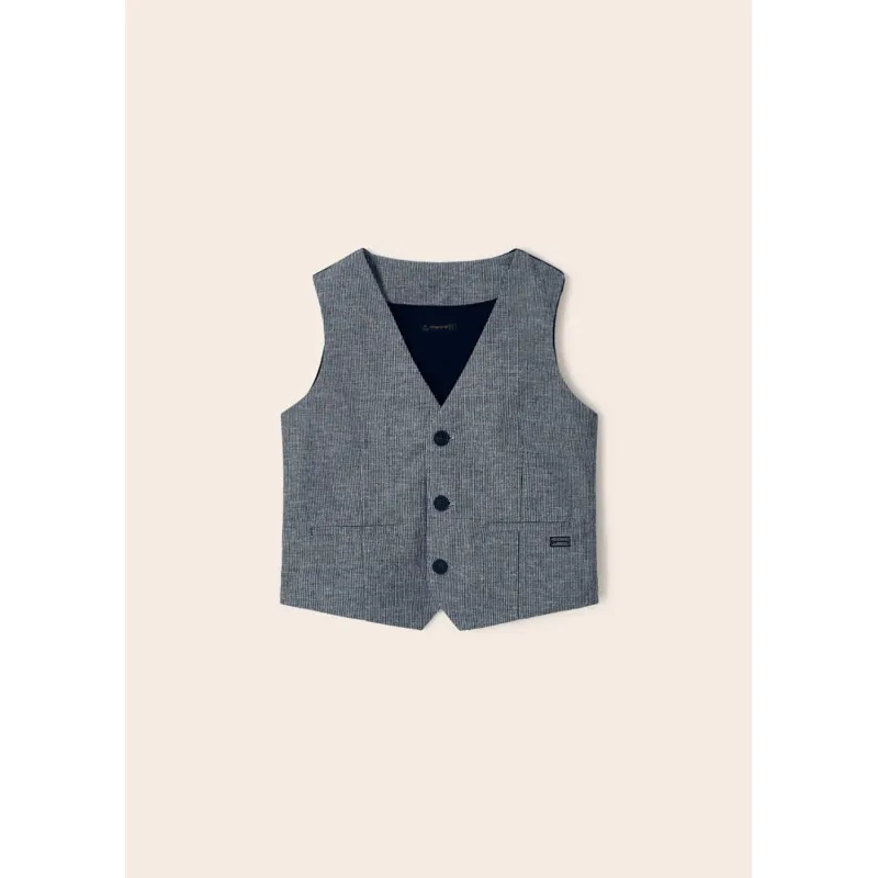 VEST STRIPED NAVY 3 BUTTON / 3349-044