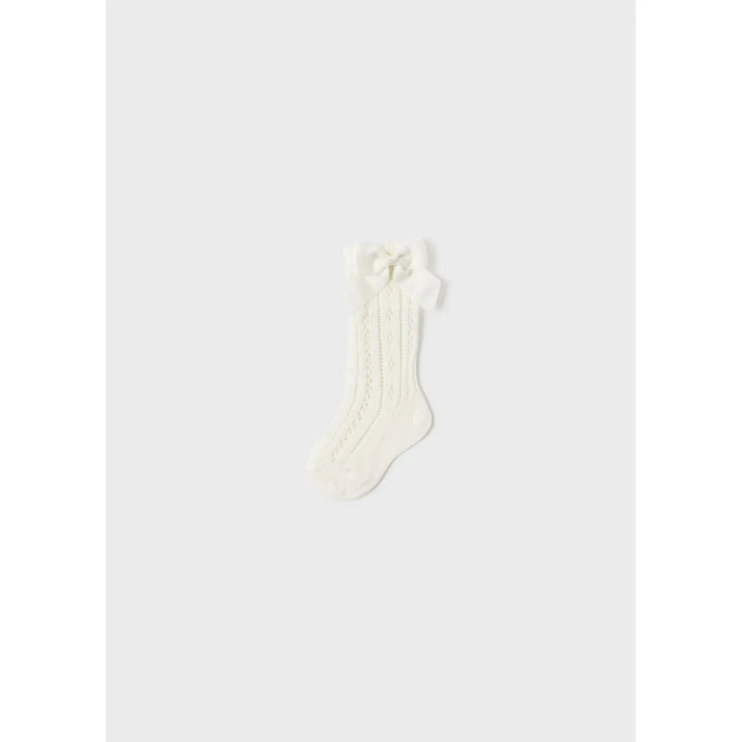 KNEEHIGH SOCK CREAM EYELET BOW TRIM / 10399-086