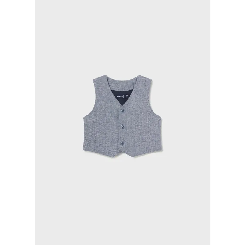 VEST DRESSY LINEN MIXED NAVY / 1387-047