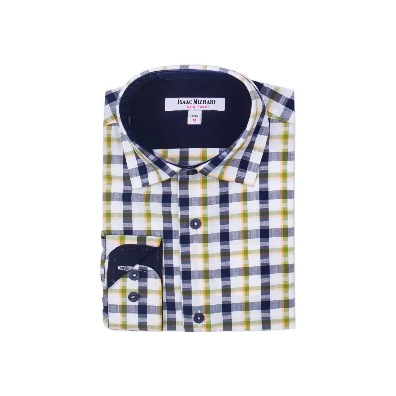 SHIRT MULTI COLORED CHECK NAVY GREEN WHITE / SH9714