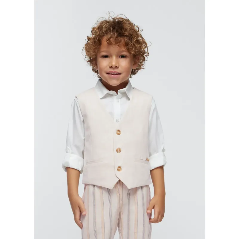 VEST BEIGE STRIPED BACK & LINING / 3359-050