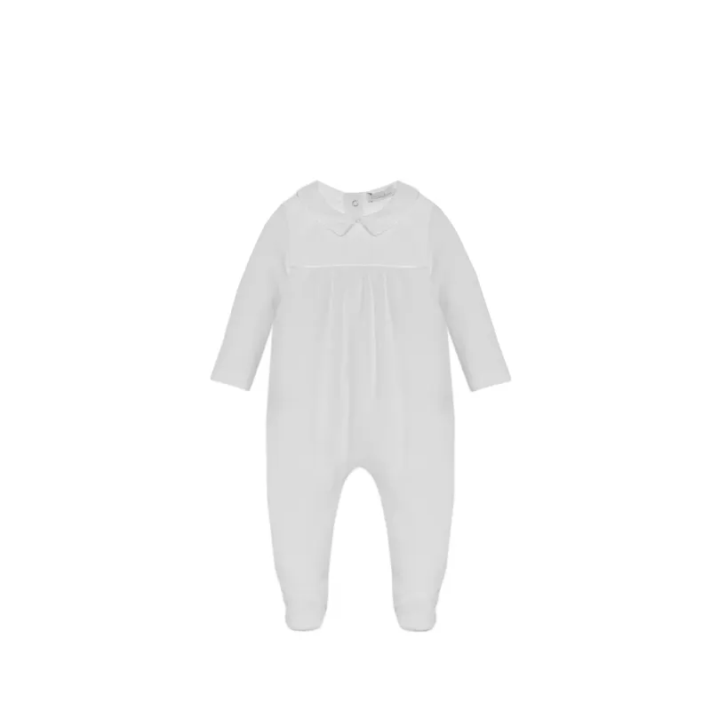 SLEEPER WHITE VELOUR COTTON COLLAR SATIN TRIM / 1033023