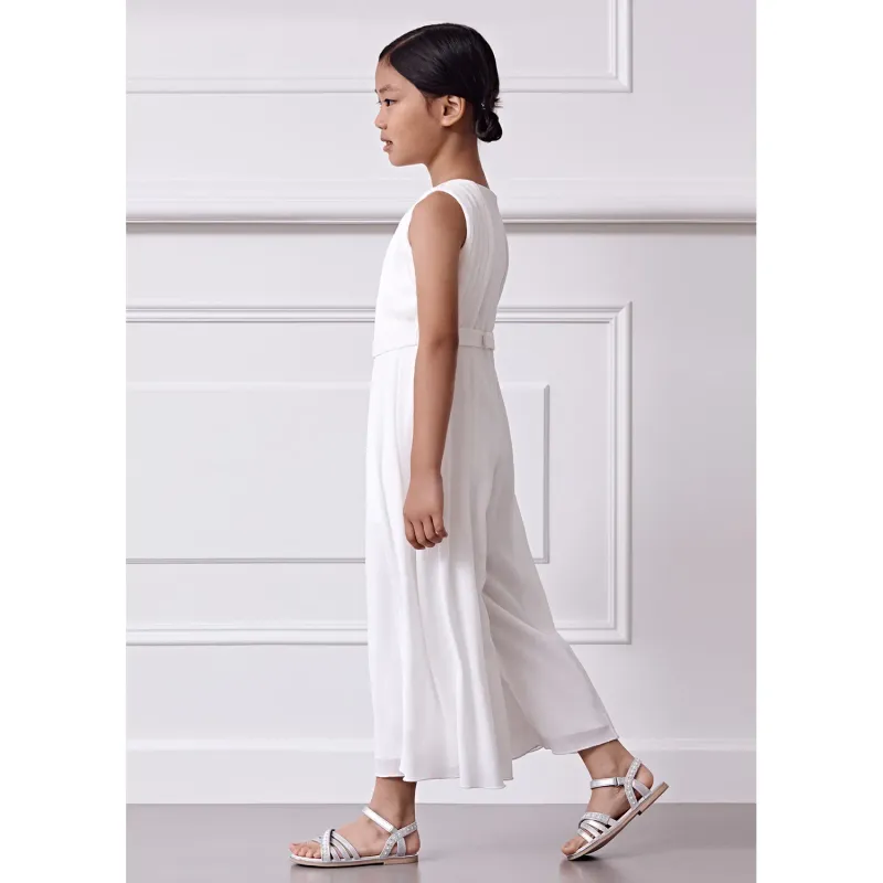 CHIFFON JUMPSUIT & BELT CREAM PLEATED BODICE / 5264-065