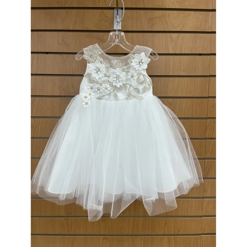 DRESS OFF WHITE GOLD THREAD EMBROIDERY DD / 2103X
