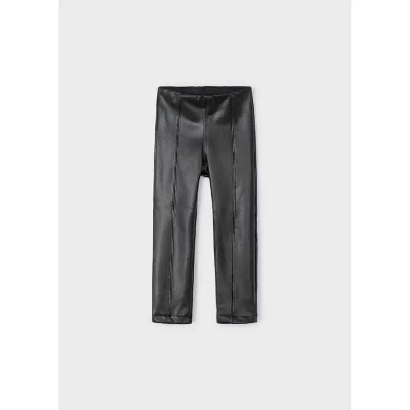 BLACK PLEATHER LEGGING / 4701-037