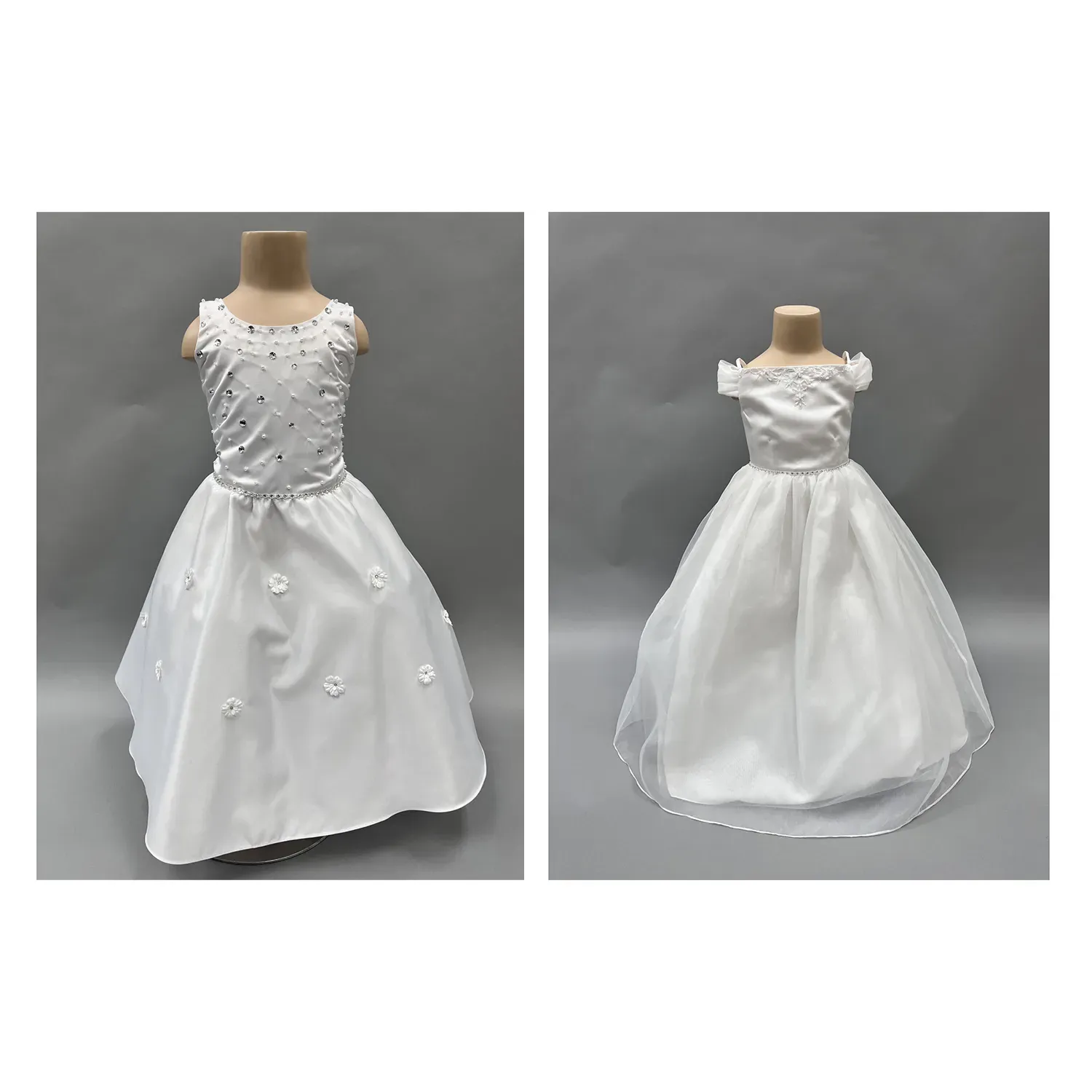 COMMUNION DRESSES ASSORTED STYLES AND TRIMS WHITE OR IVORY /