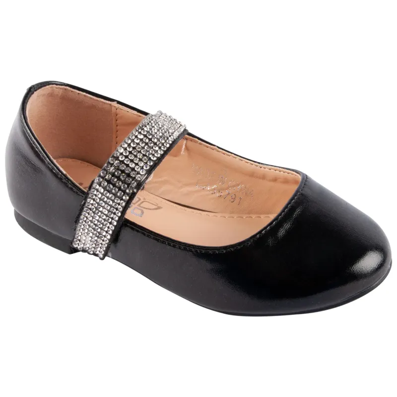 SHOE BLACK RHINESTONE STRAP BALLET / 6803