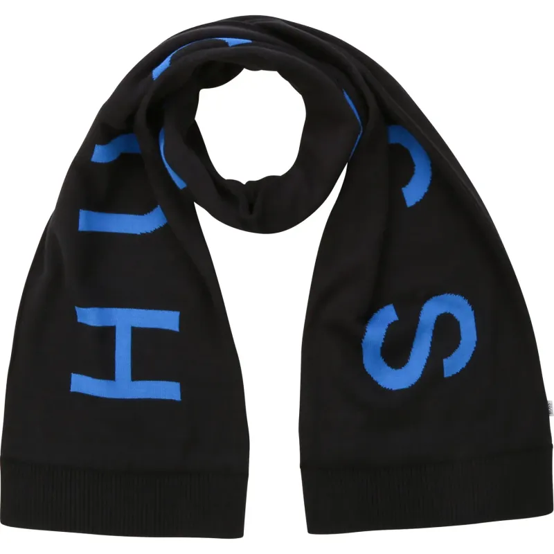 SCARF BLACK KNIT BLUE BOSS LO