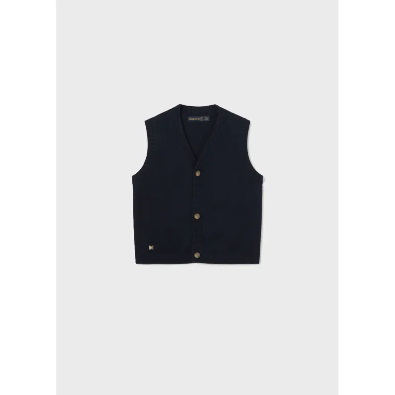 NAVY KNIT VEST 3 BUTTON CLOSURE / 2316-052