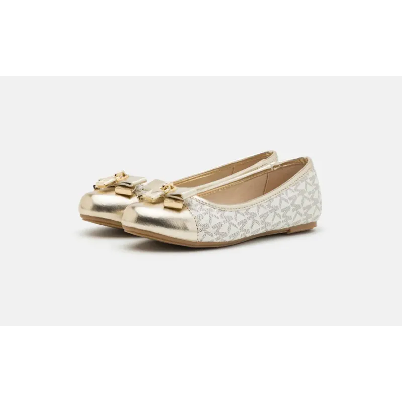 KENYA LOCK SLIP ON SHOE PALE GOLD ALLOVER MK PRINT GOLD BOW & LOCK / MK100773C