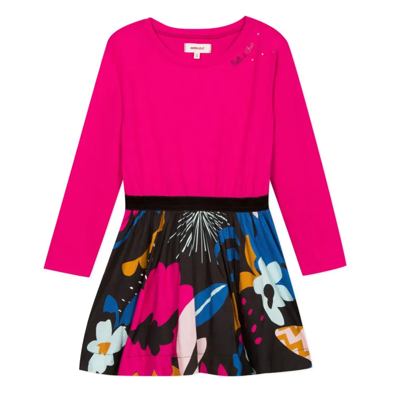 DRESS FUSCHIA TOP BLACK MULT
