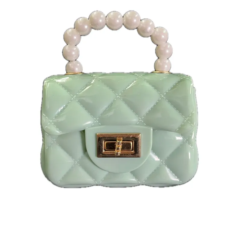 JELLY PURSE MINT GREEN PEARL HANDLE DIAMOND PRINT / ACC-PS-AB0657