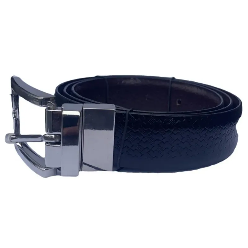 BELT REVERSIBLE BLACK & BROWN TEXTURED PRINT / BBF9