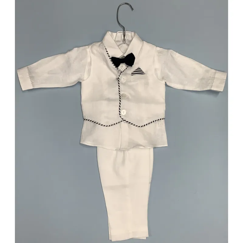4 PC VEST SET WHITE NAVY TRIM STELLA / GA23461B