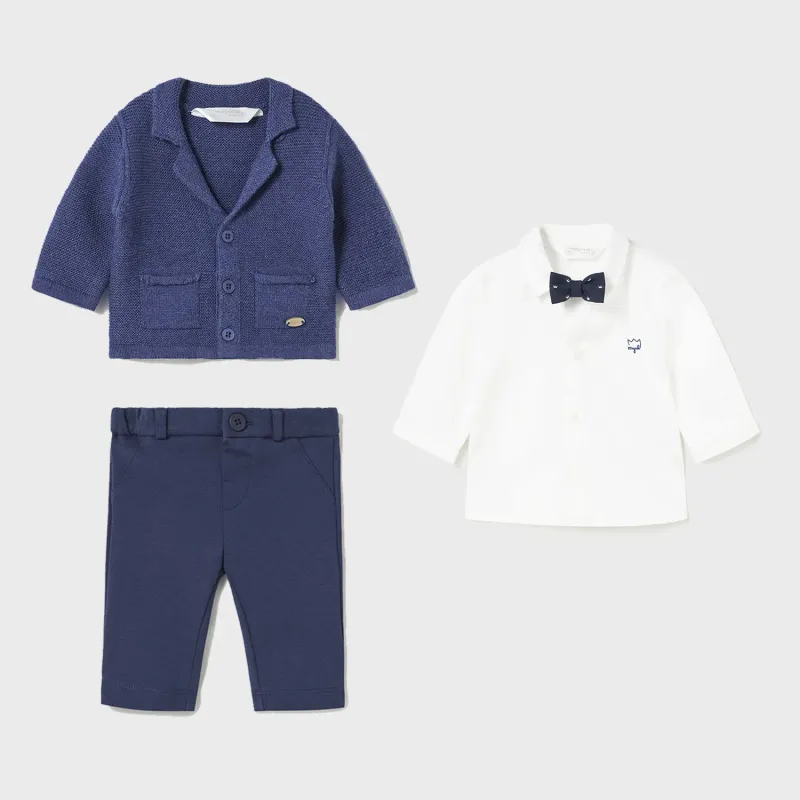 4PC CARDIGAN & PANT &BOWTIE NAVY WHITE SHIRT / 2308-2516-2165