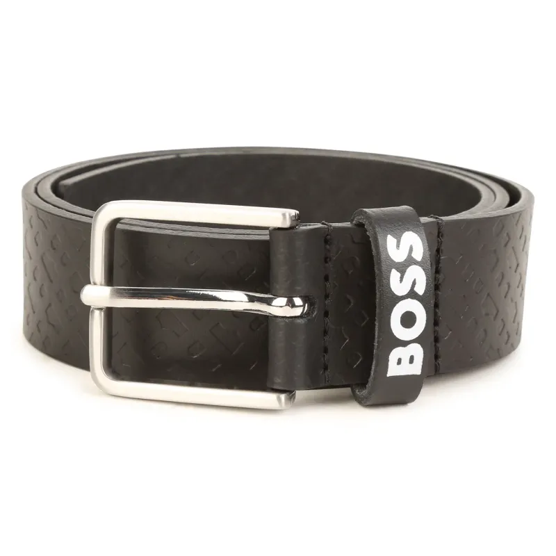 BELT BLACK LEATHER EMBOSSED CUTOUT / J20402-09B
