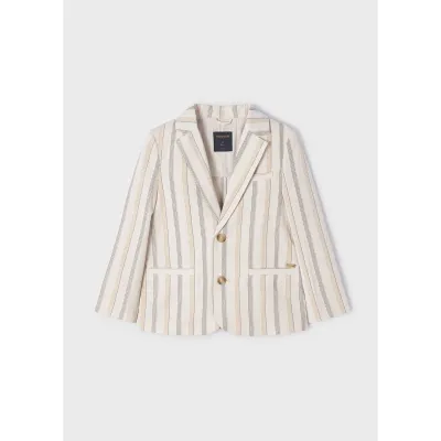 SPORT JACKET BEIGE WITH NAVY & GOLD STRIPES / 3485-065