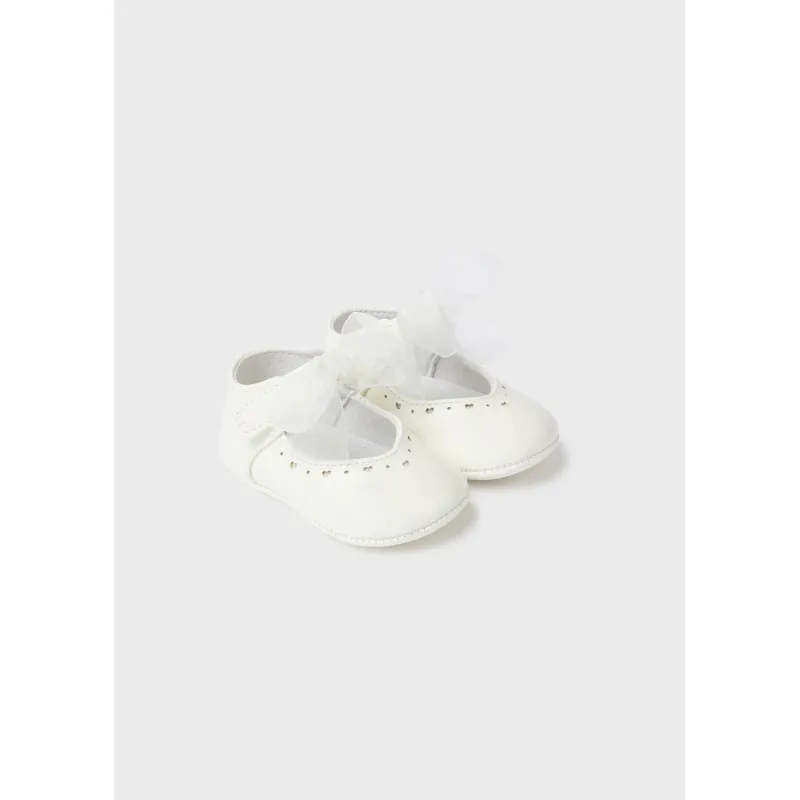 SHOE DRESSY MARYJANE OFF WHITE ORGANZA BOW / 9687-036