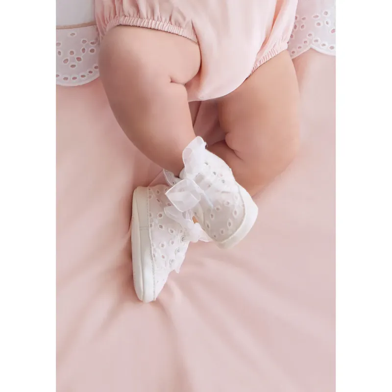 SHOE WHITE EYELET CHIFFON RIBBON LACES / 9739-015