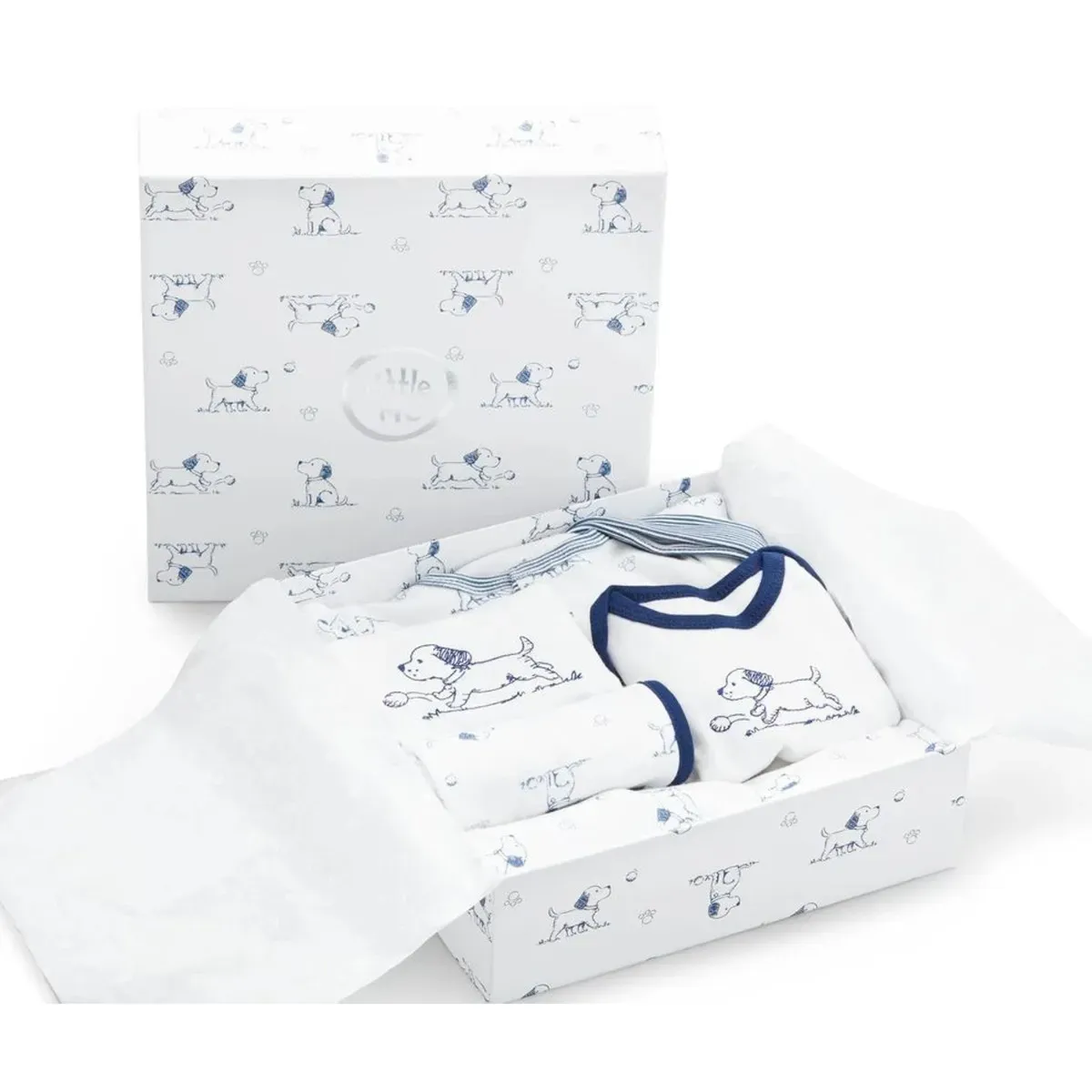 5PC GIFT BOX PUPPY BLUE & WHITE PRINT / 08990M