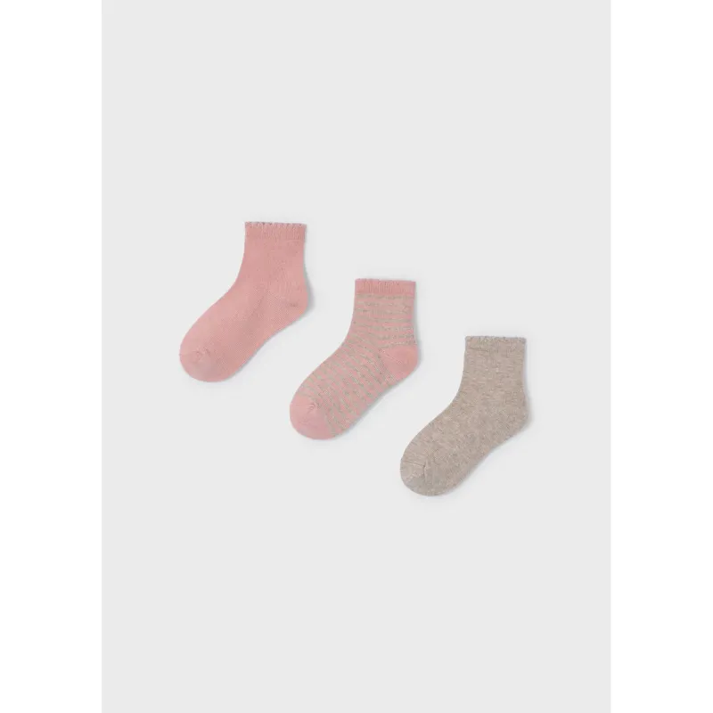 3PACK SOCKS PINK LIGHT BROWN & STRIPED / 10578-093
