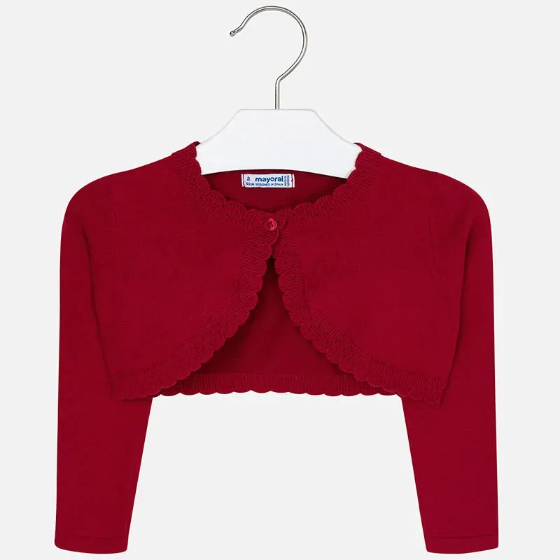 BOLERO CARDIGAN RED SCALLOP